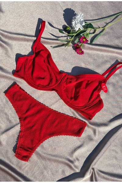 La Linaa Set sutien din bumbac pentru femei de mărime mare, cu slip confortabil fără cupă