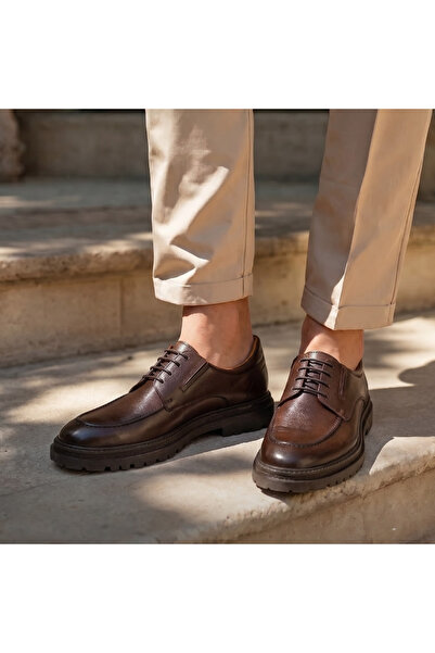 Platin Brown Leather Men's Casual Shoes