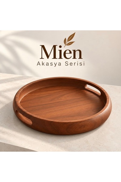 Şen Mobilya Mien Akasya Yuvarlak Tepsi (35 Cm)