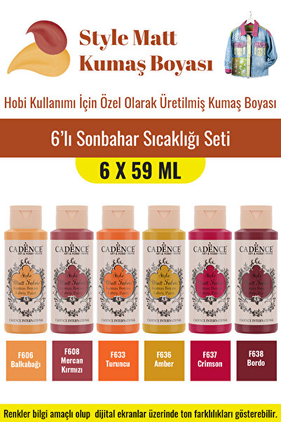 Cadence Boya 6X59ML Style Mat Kumaş Boyası - Sonbahar Sıcaklığı Seti
