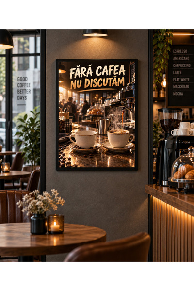 Miutic Print Studio Tablou decorativ pentru Coffee Shop „Fără cafea nu discut...