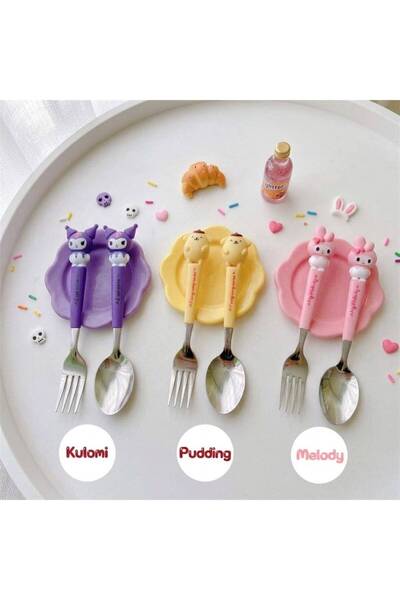 Genel Markalar SPOON Kids Cutlery Set cartoon Stainless Steel