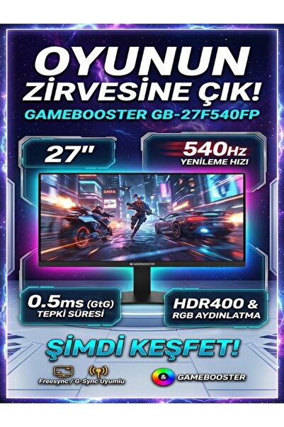 GAMEBOOSTER GB-27F540FP 27" 540Hz FHD Fast IPS 0.5 ms 2*HDMI + 2*DP HDR400 Ho...