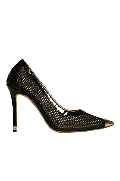 Platin Black fishnet detailed women's stiletto