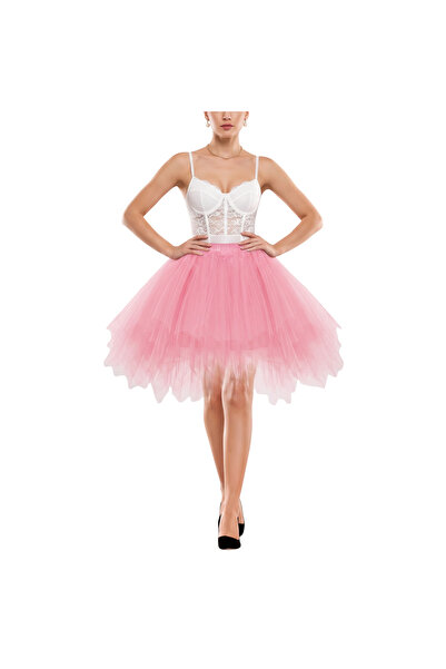 OtherMax Fustă de damă din tul tip tutu stil vintage evazată roz S — fustă ju...