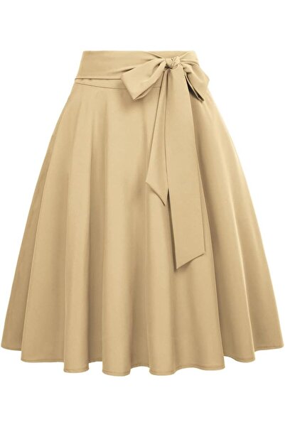 OtherMax Fustă Damă Vintage Clos Elegantă Stilată Khaki XL — fustă midi, îmbr...