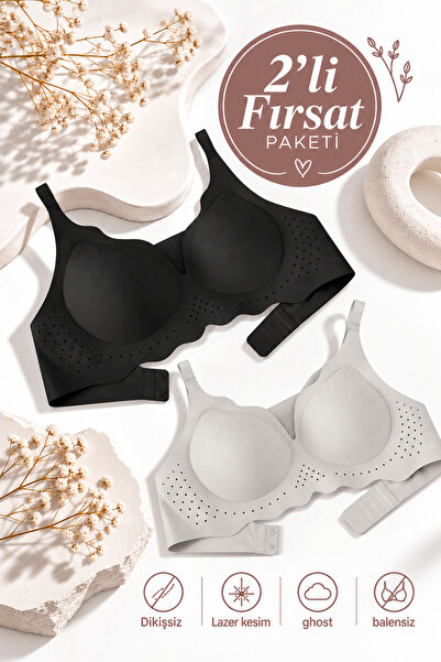 Wonna 2-Piece Seamless Laser Cut Ghost Bra Set - Underwire-Free and Invisible...