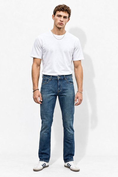 VENA Erkek Edward Green Med Blue Slim Jean Pantolon-Green Med Blue