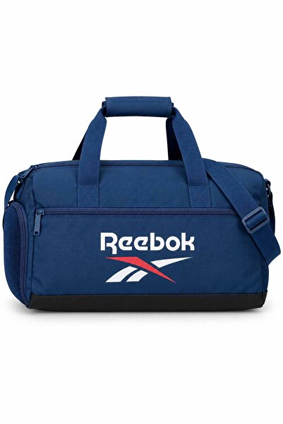 Reebok Унисекс тъмносиня спортна чанта с отделение за обувки и презрамка за р...