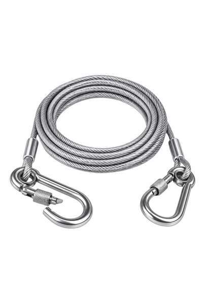 SUNUP Sn-38107 5 Meters Steel Dog Tie Out Rope with Locking Carabiner Pvc Coated