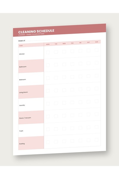 OEM Planner Orar de Curățenie Roz Blush, Nedatat, Format A4