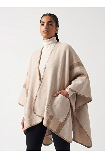 FAV POCKET DETAIL CHECK FLUFFY CAPE BLUSH