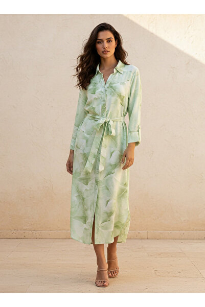 FAV PRINTED UTILITY TRAPEZE SHIRT DRESS