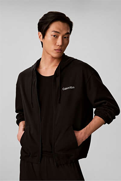 Calvin Klein Icon Essnl L/S Full Zıp Hoodıe Erkek Pijama Üstü Siyah