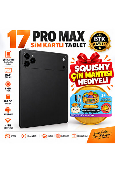 asf teknoloji 17 ProMax Sim Kartlı-Squıshy Çin Mantısı Hediyeli-Klavye+Mous+K...
