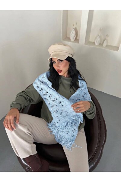 Enez وشاح نسائي بوهيمي منسوج يدويًا بتصميم مزخرف مع شراشيب