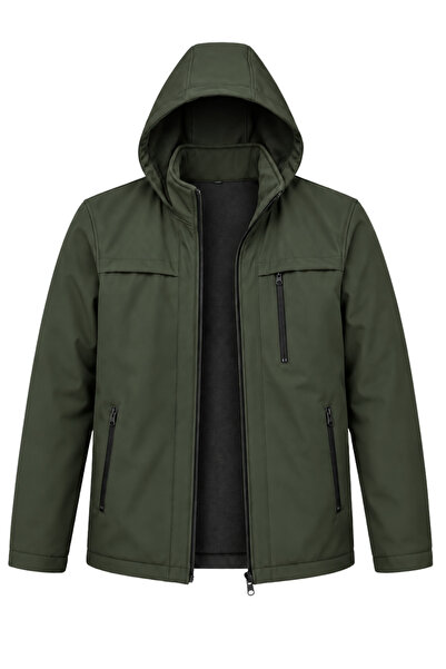 CIVILTIPOLO Men's Hooded Softshell Coat Waterproof Seasonal Coat with Zipper ...