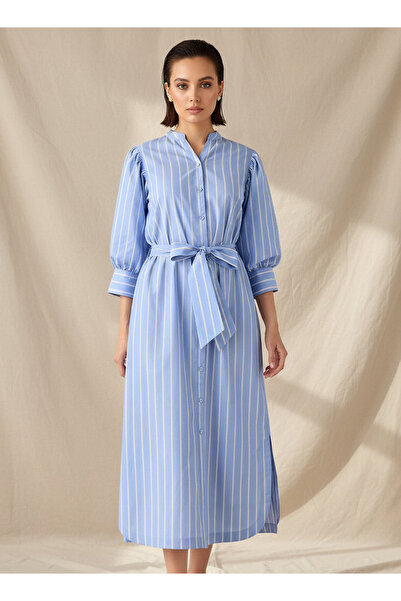 FAV Striped Shirt Dress with Belt Cotton