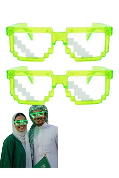 DUX نظارات LED بيكسل ليوم السعودية الوطني - نظارات شتر شيدز نيون خضراء بتصميم...