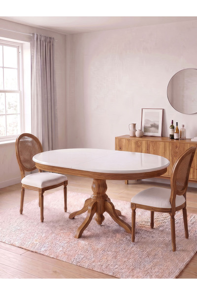 Gazzini Furniture Rika Baba Ayak Oval Açılır Mutfak Masası
