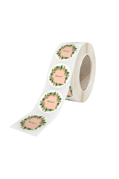 Papette Rola 500 Stickere/Etichete autoadezive Rotunde Model Thank You Floral...