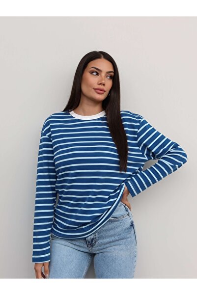 ESRAHELVACI Ριγέ μακρυμάνικη μπλούζα oversize