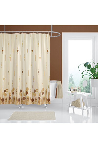 Zethome Banyo Perdesi 1x240x200 Tek Kanat Duş Perdesi Halka Hediyeli Duşakabi...