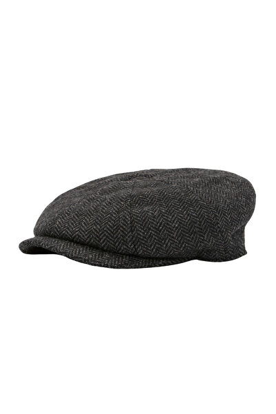 Barbour Fyne Tweed Baker Şapka CH71 Charcoal Grey
