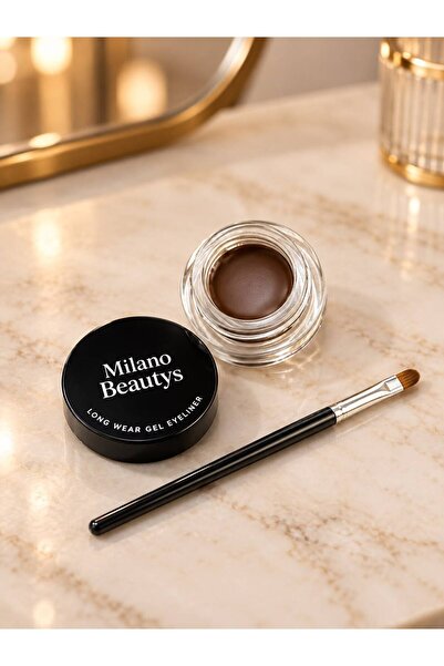 Siyah Jel Eyeliner Suya Dayanıklı Uzun Süre Kalıcı- Fırça Hediyeli