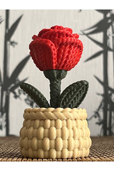 Dekoratif saksıda gül 9cm 3D baskı