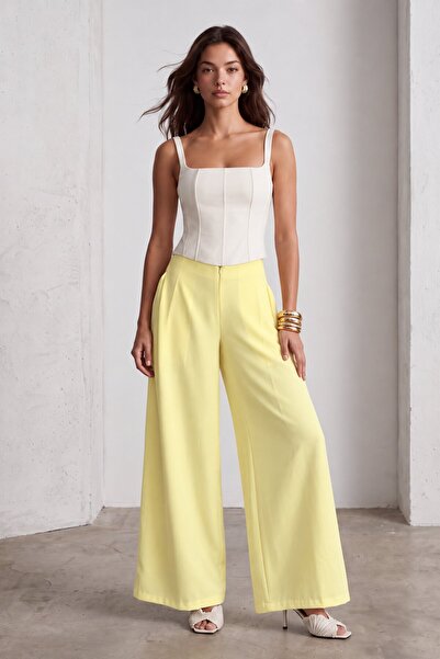 VAGGON Zippered Wide Leg Trousers