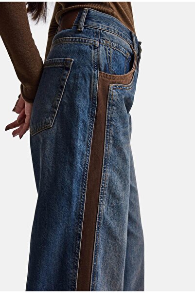 it's basic Kadın Kot Rengi 2w6-8 Straight Fit Kahve Çift Parça Özel Tasarım Denim Jean