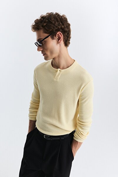 Antioch Single Button Ribbed Long Sleeve T-Shirt