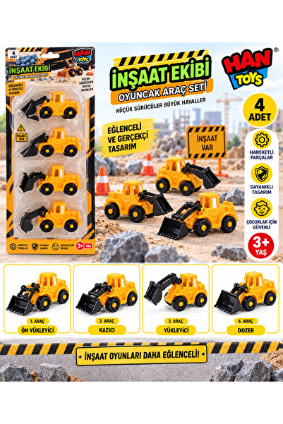 Han toys İnşaat Ekibi 4'lü Oyuncak Araç Seti Kazıcı ve Yükleyici İş Makineleri