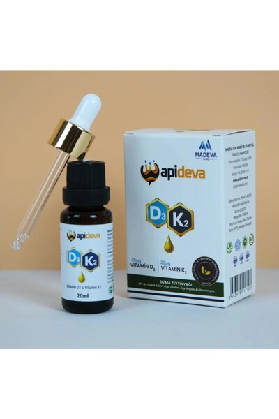 apideva D3K2 Vitamin Damla | 2'si 1 Arada | Yerli Üretim | Helal Sertifikalı