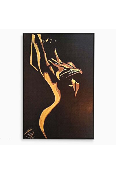 Luxcanva Tablou Canvas Silueta Abstracta 80x120 cm cu Rama Negru Nuditate Abs...
