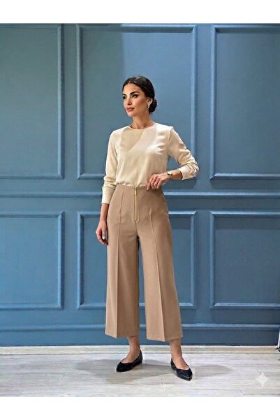 Sentez 5565 Queen Short Wide-Leg Pants Beige