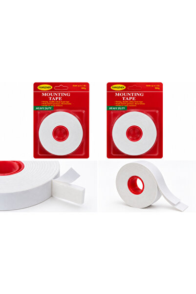 OEM Set 2 benzi dublu adezive buretate pentru montaj, 3 m x 2 cm, albe