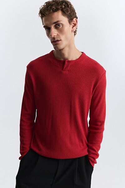 Antioch Single Button Ribbed Long Sleeve T-Shirt