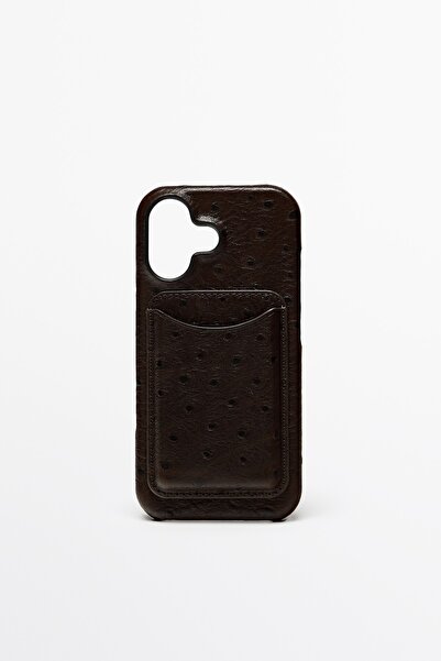 Massimo Dutti Dokulu napa deri iPhone 17 kılıfı