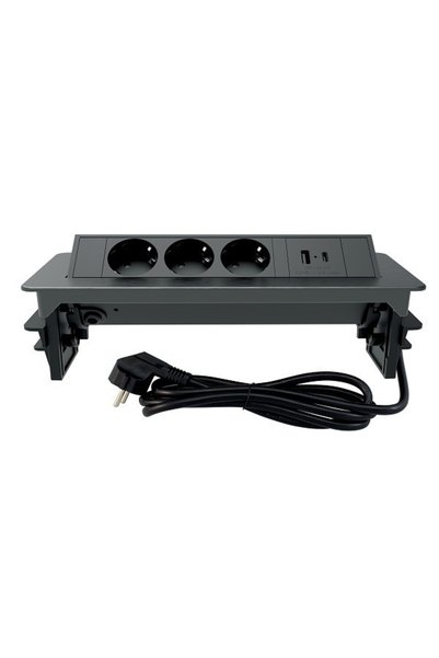 Commel Πολύπριζο Χωνευτό 3 Θέσεων με USB-A, USB-C και Καλώδιο 2m 235-102