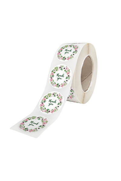 Papette Rola 500 Stickere/Etichete autoadezive Rotunde Model Thank You Floral...