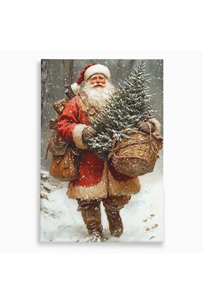 Luxcanva Tablou Canvas Bradul lui Mos Craciun 40x60 cm pe Sasiu Lemn Iarna Co...