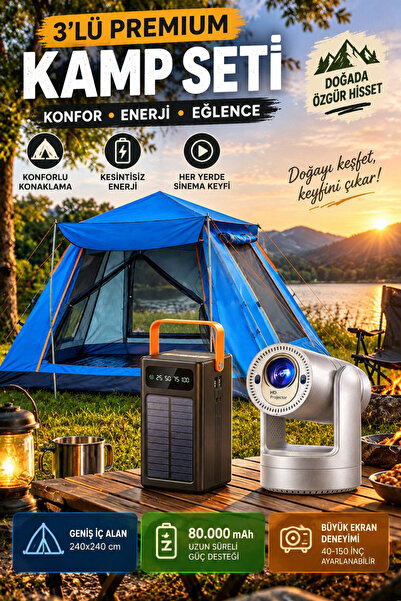 MO DOU 3’lü Premium Kamp Seti – Otomatik Kamp Çadırı + 80.000 mAh Solar Power...