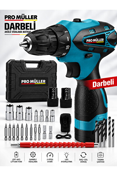 Pro Müller Alman Profesyonel V-Power 24V 5 Ah Otomatik Korumalı Metal Şanzuma...