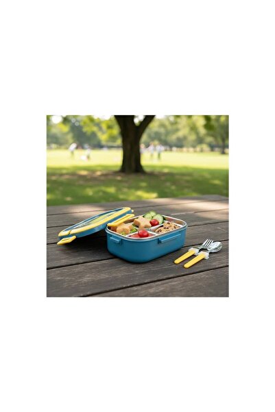 ASTERA 2 Katlı 4 Bölmeli 304 Paslanmaz Çelik Yemek Termosu Bento Box - Mavi