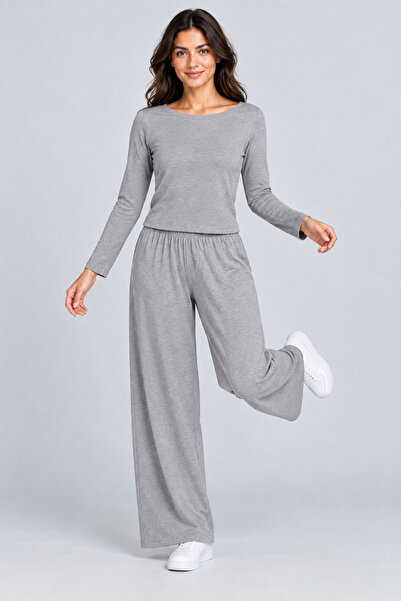 ABBRA Kadın Pol Paça Beli Lastikli Pantalon Body Takım