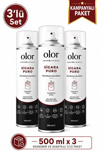 Olor Koku Sigara Puro Kötü Koku Giderici Sprey 3'lü Set 500 ml