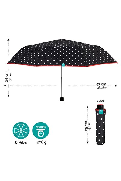 odjas Umbrelă manuală Time 2W69 pentru femei, neagră