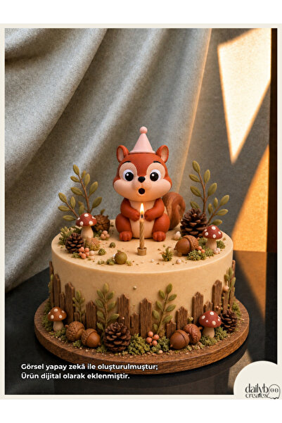 Dailyboo Creates Mum Üfleyen Sincap Pasta Süsü-Doğum Günü,Parti,Pasta Süsleme...